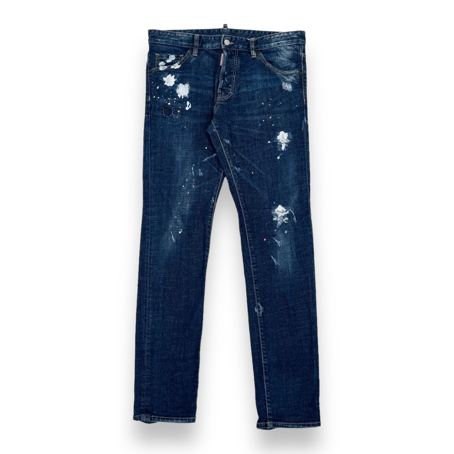 DSQUARED2 DISTRESSED PAINT SPLATTER DENIM JEANS BLUE XL