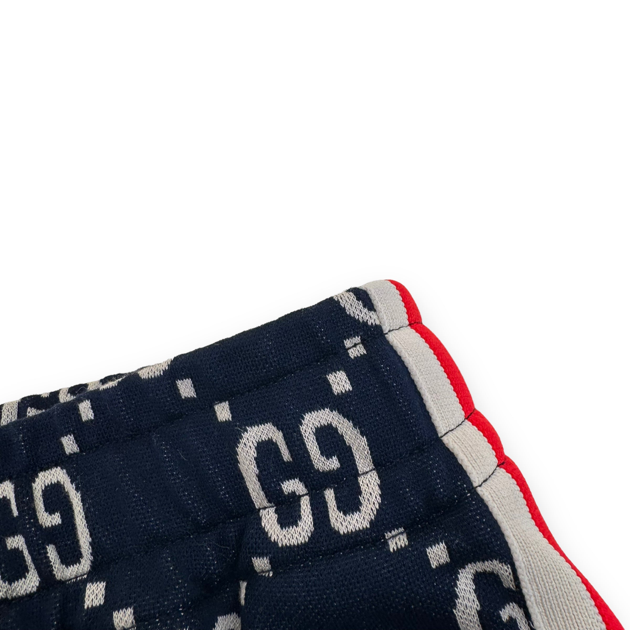 GUCCI GG TAPERED STRIPED LOGO-INTARSIA COTTON TRACK PANTS NAVY L