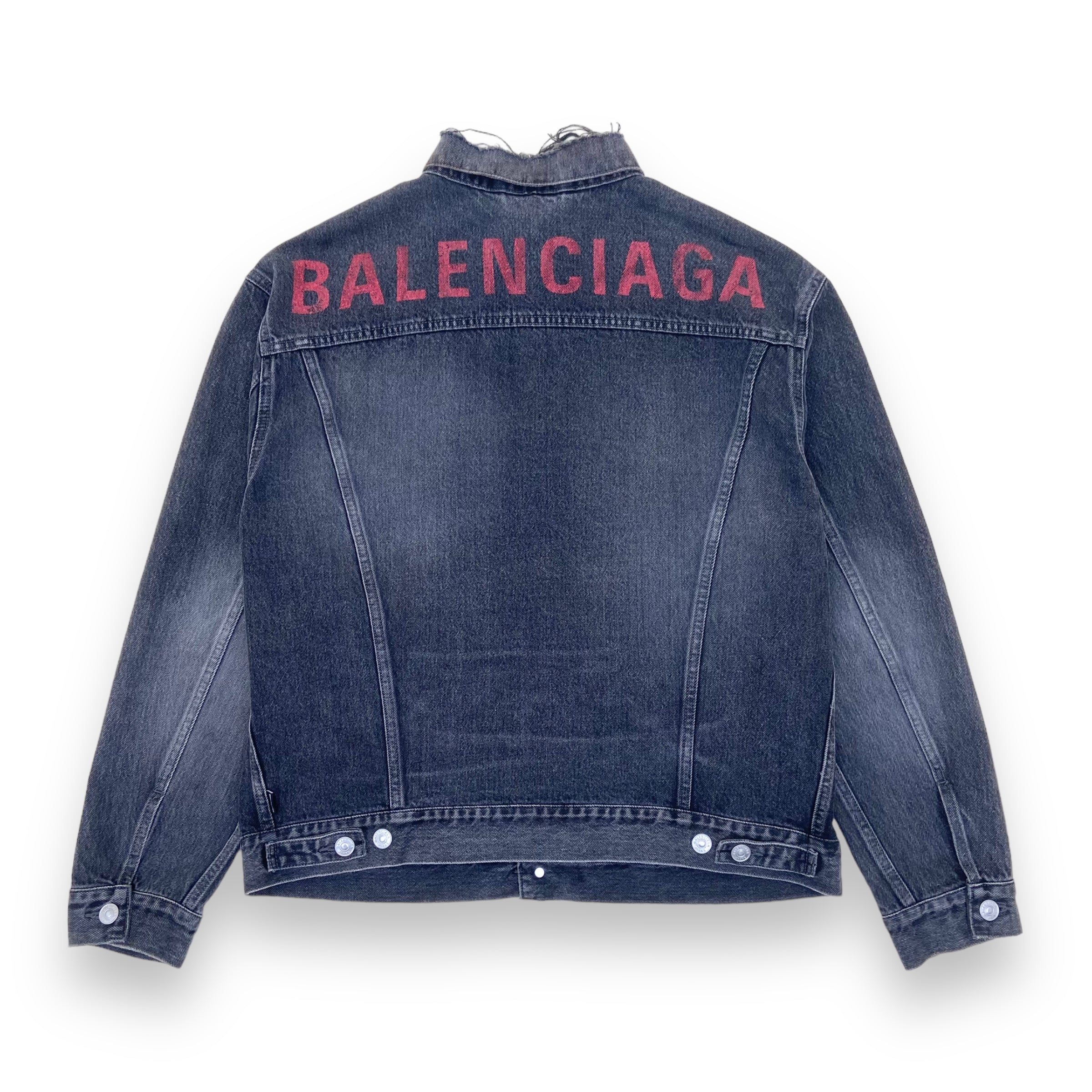 BALENCIAGA DISTRESSED WASHED DENIM JACKET BLACK S