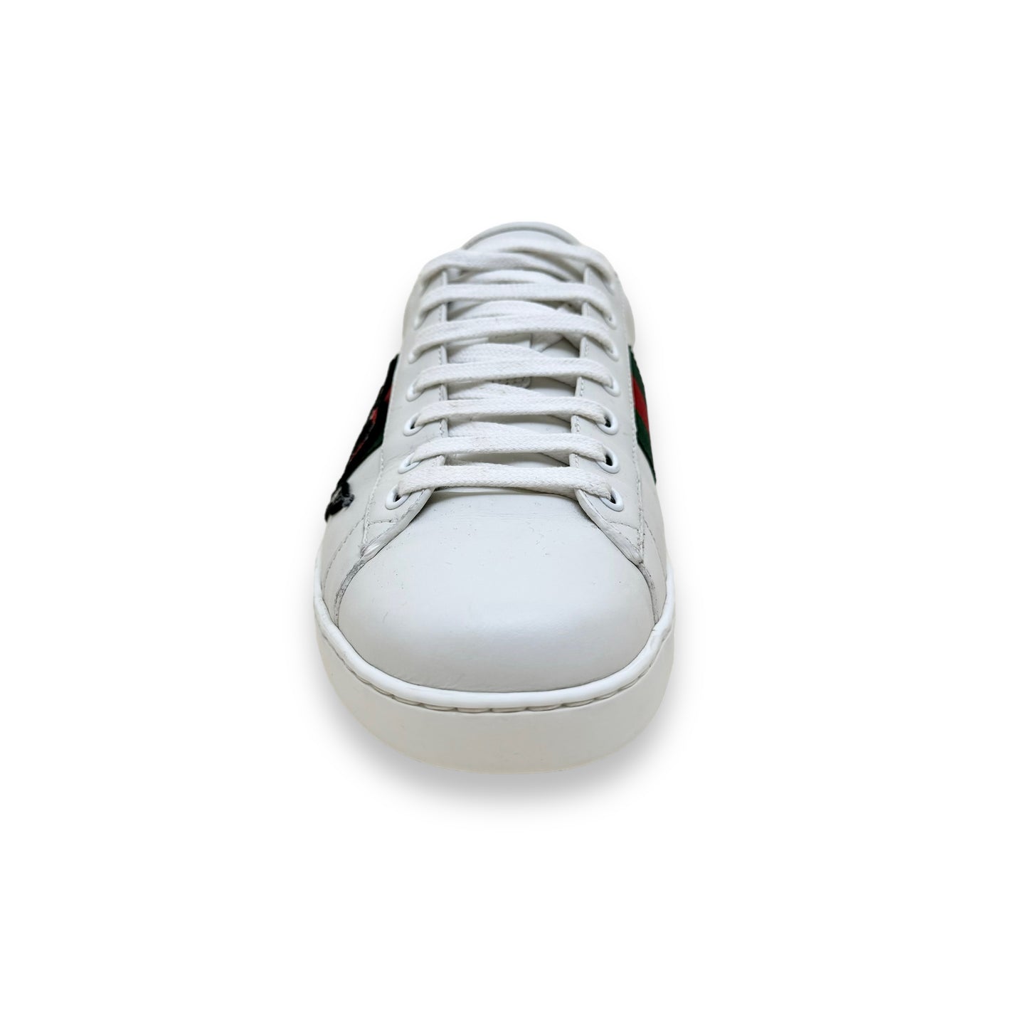 GUCCI ACE EMBROIDERED SNAKE SNEAKERS WHITE UK9