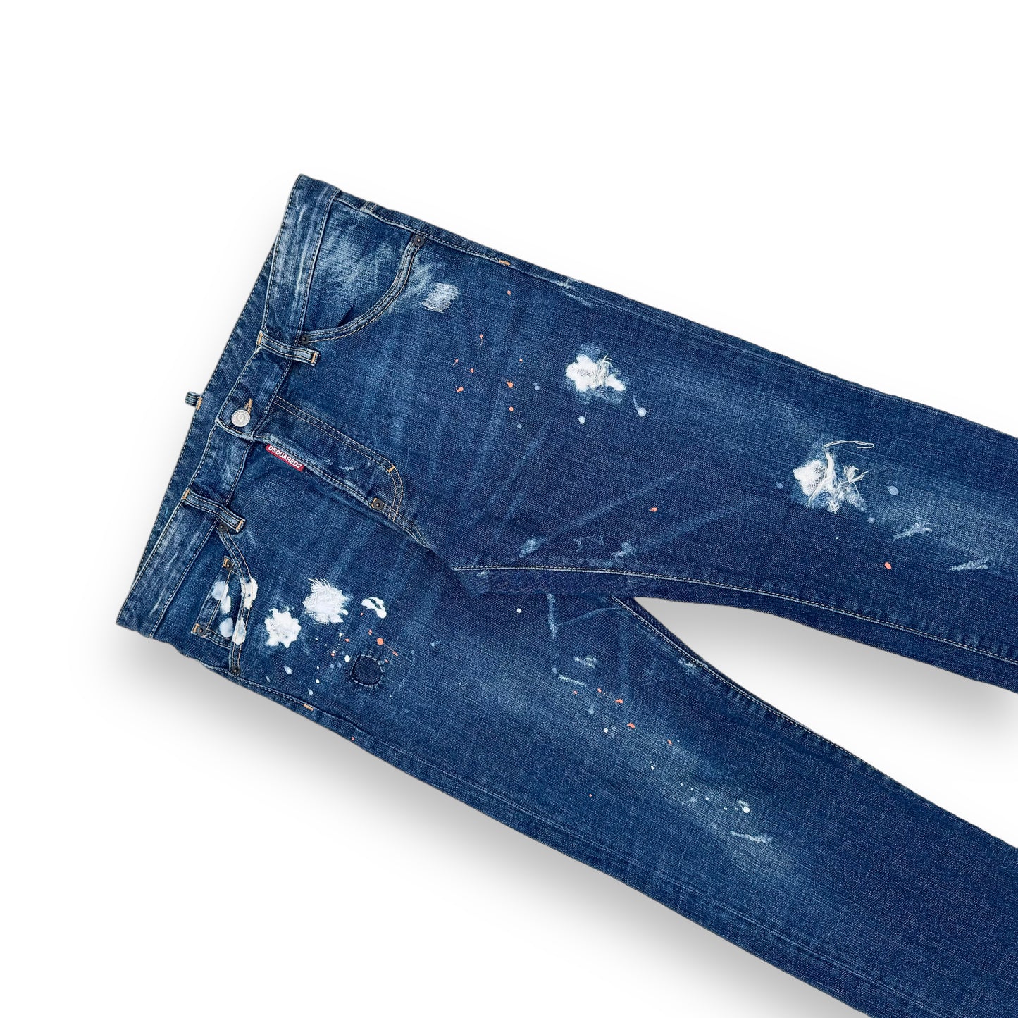 DSQUARED2 DISTRESSED PAINT SPLATTER DENIM JEANS BLUE XL