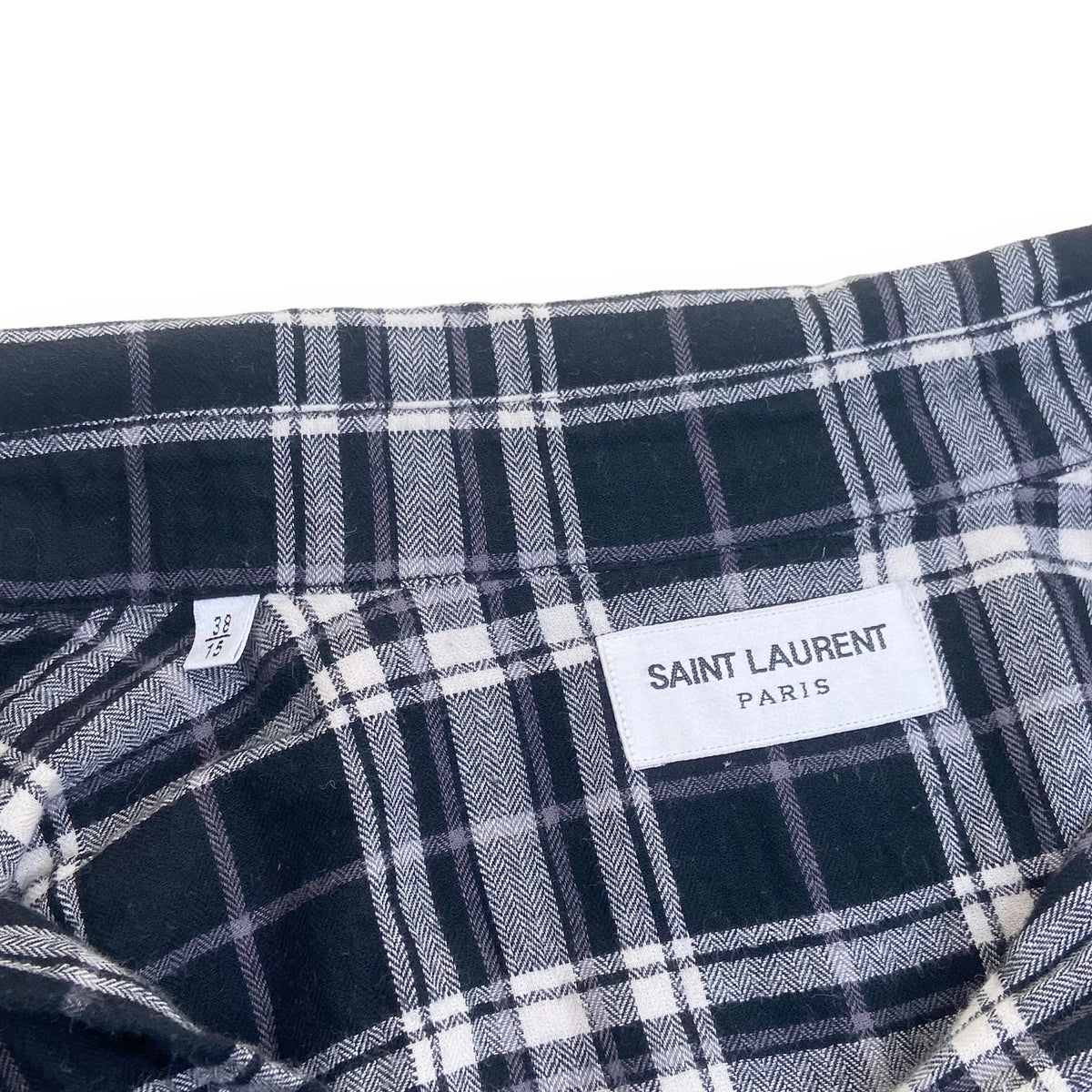 SAINT LAURENT CHECKED COTTON SHIRT BLACK / WHITE S
