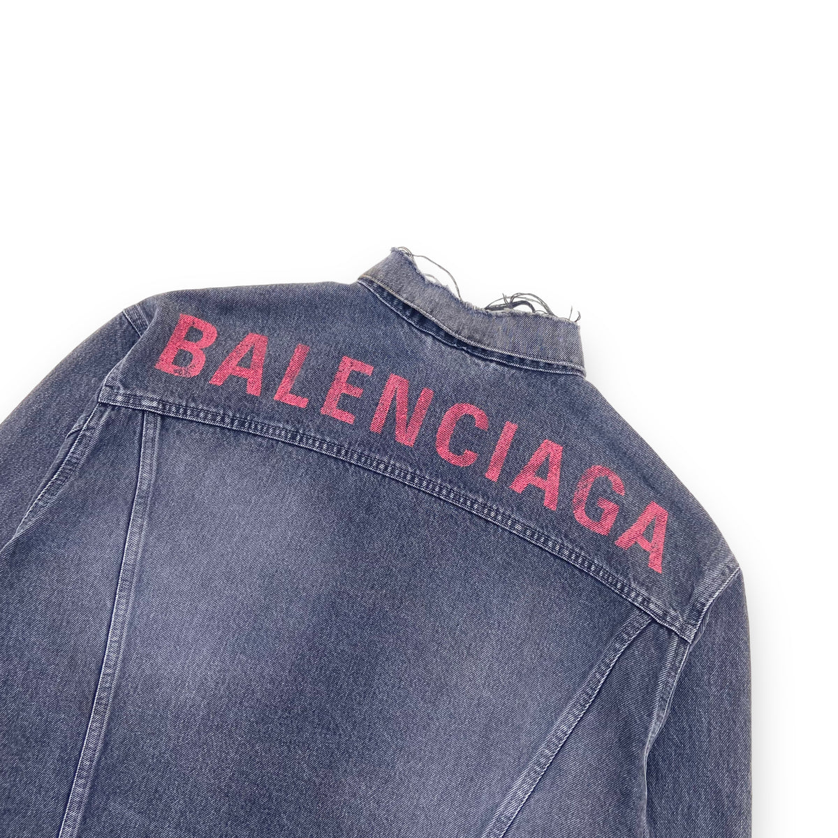 BALENCIAGA DISTRESSED WASHED DENIM JACKET BLACK S