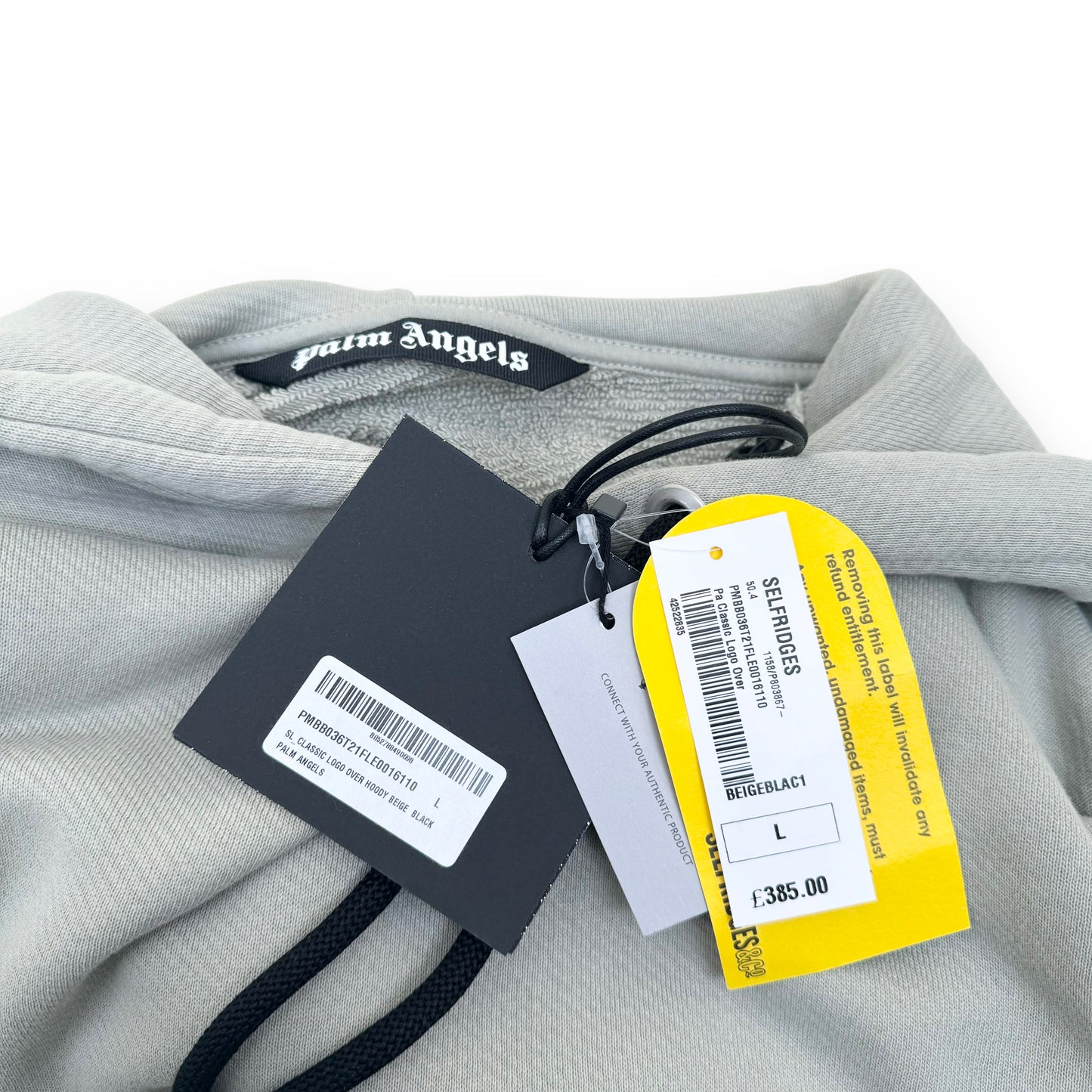 PALM ANGELS CLASSIC LOGO PULLOVER HOODIE GREY L