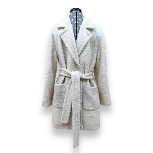 GANNI WOOL BLEND BOUCLÉ COAT WHITE M