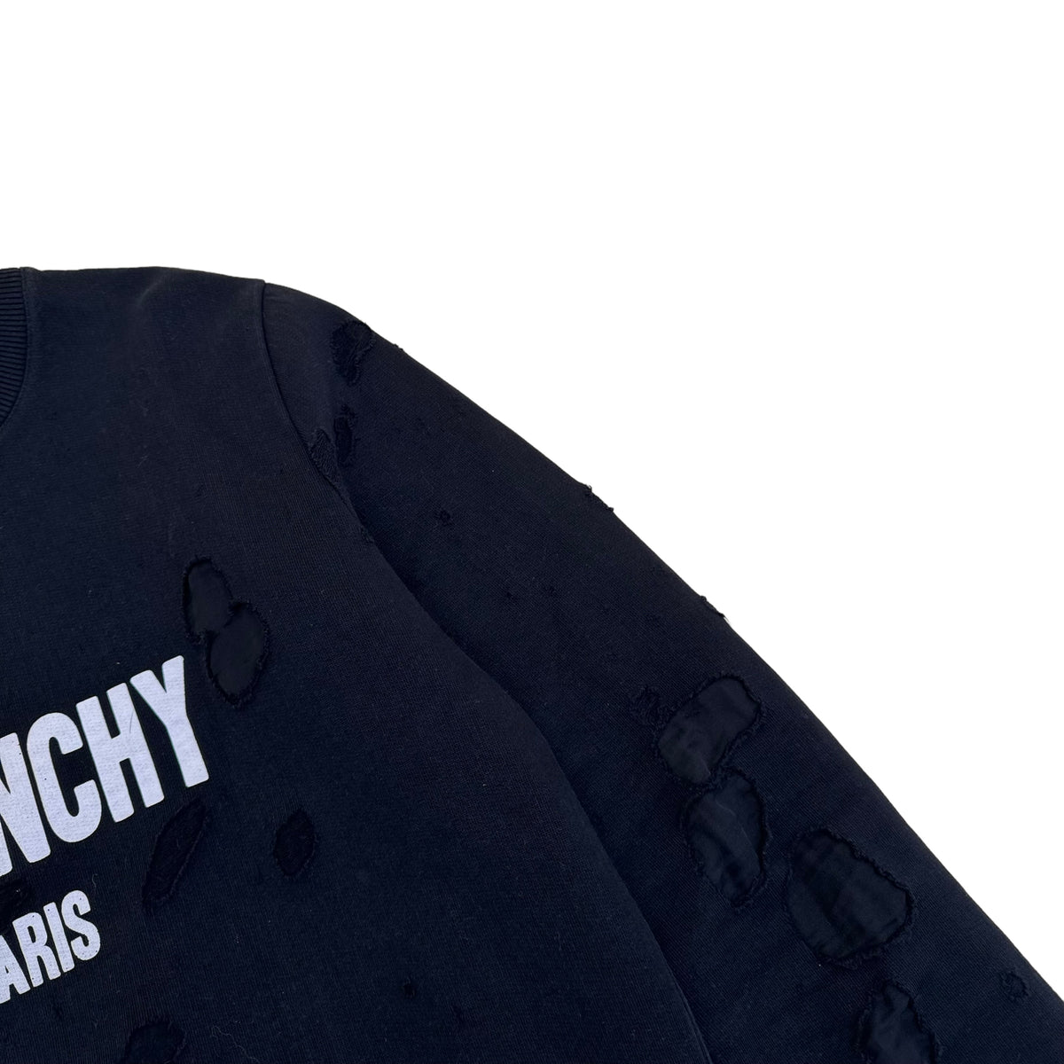 GIVENCHY DISTRESSED CREWNECK SWEATSHIRT BLACK XS