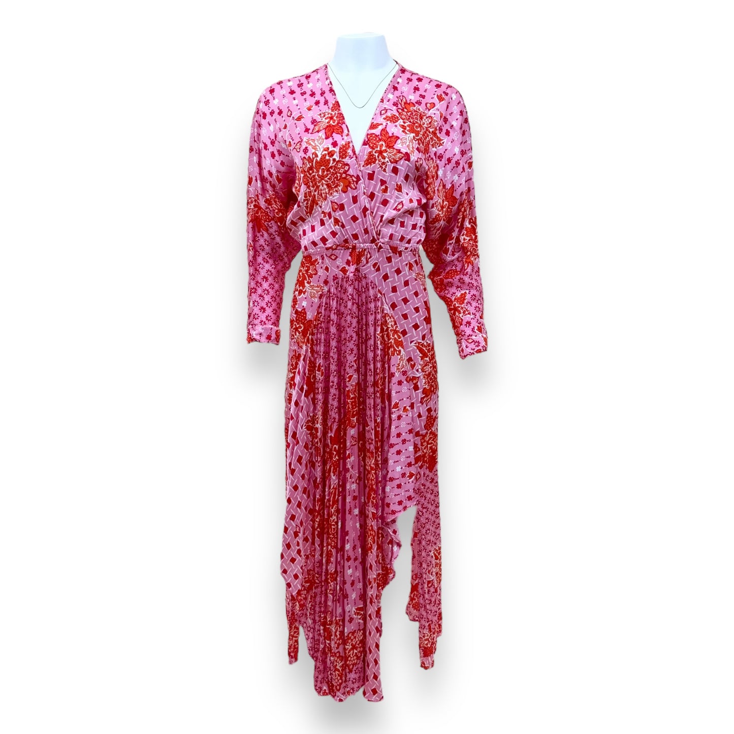 POUPETTE ST BARTH ILOYNA PRINTED MIDI DRESS PINK S