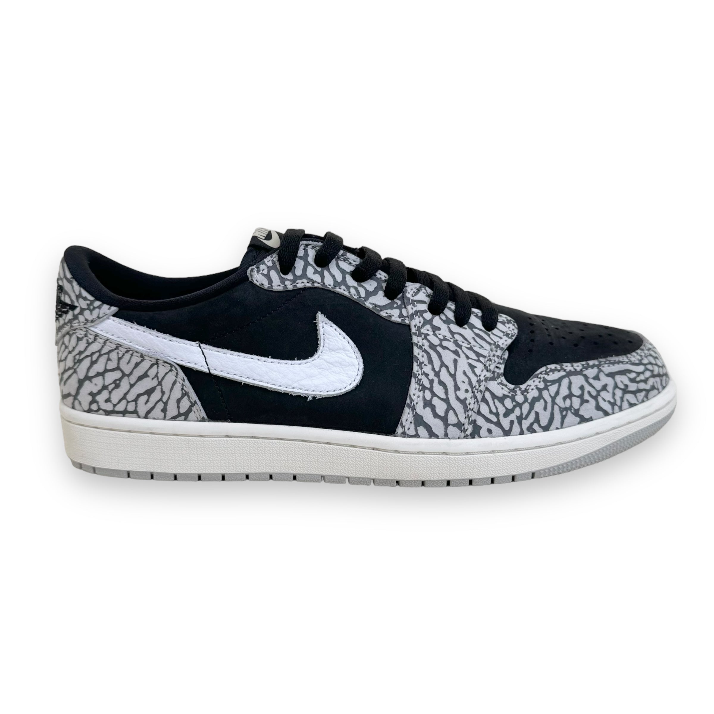 NIKE AIR JORDAN 1 LOW TOP OG SNEAKER ‘BLACK CEMENT’ UK10
