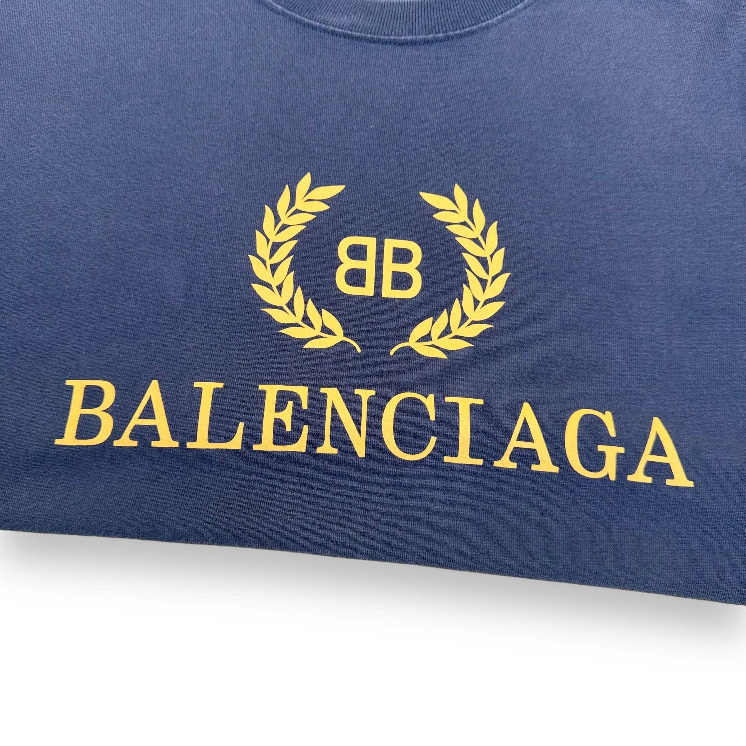 BALENCIAGA WRATH LOGO PRINT T-SHIRT NAVY L