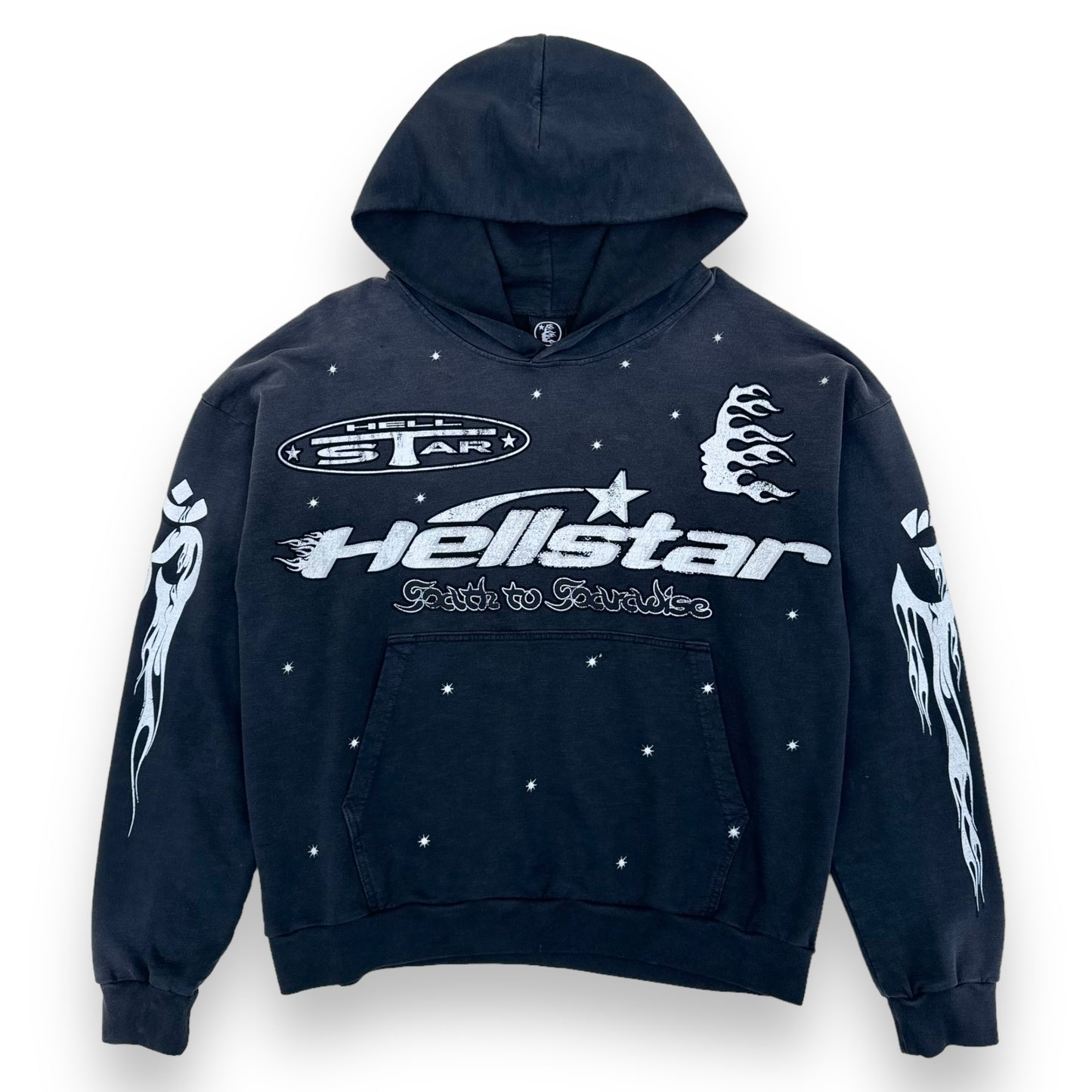 HELLSTAR STUDIOS HOODIE WASHED BLACK L