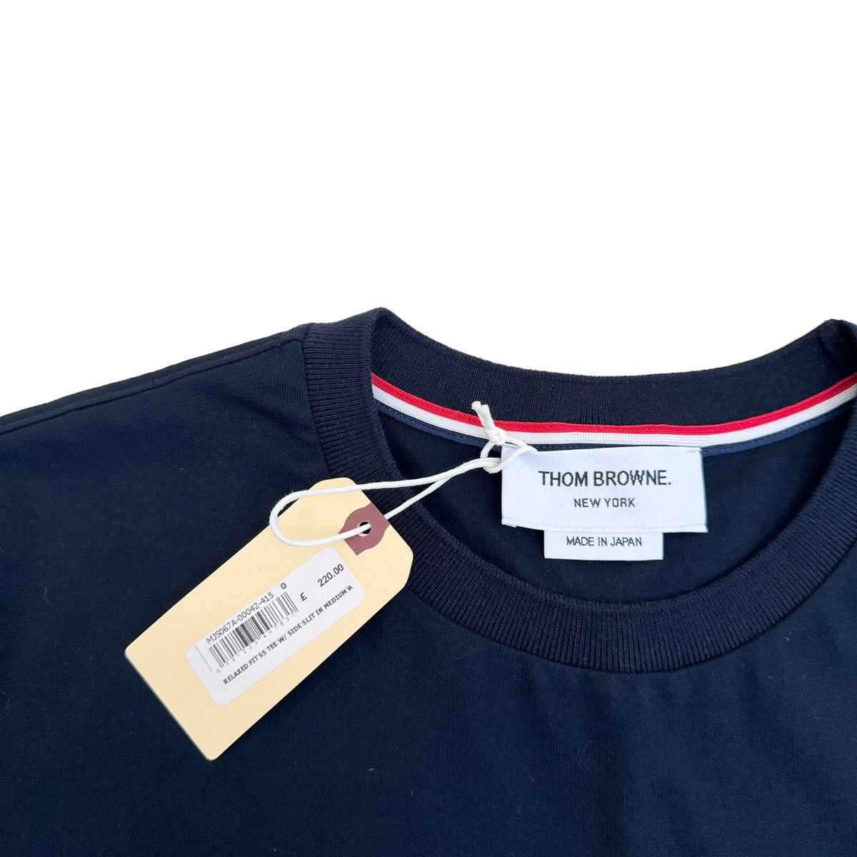 THOM BROWNE SIDE SPLIT T-SHIRT NAVY XS