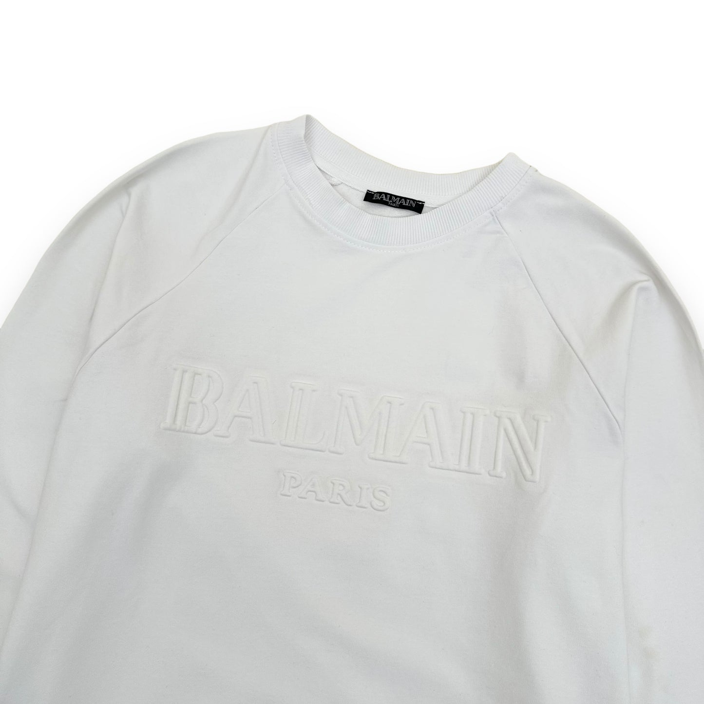 BALMAIN EMBOSSED LOGO SWEATSHIRT WHITE M