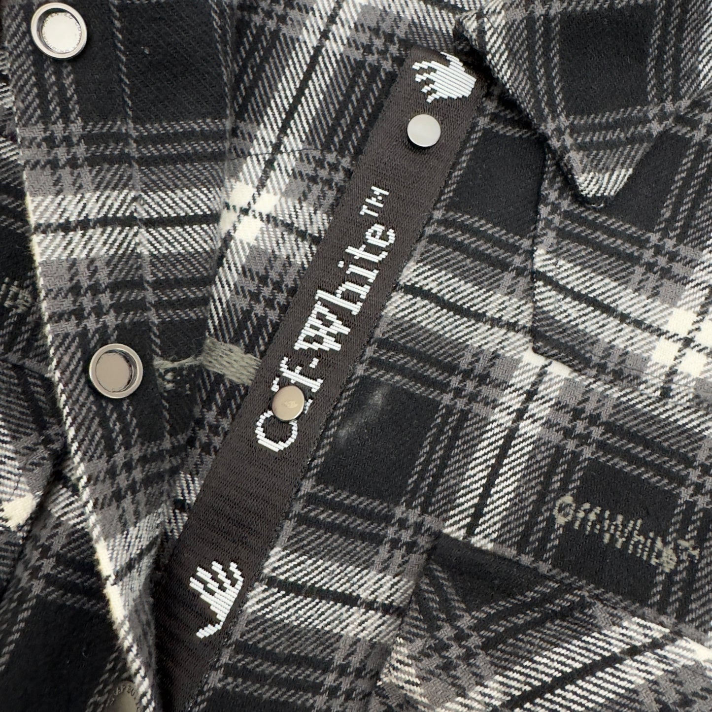 OFF-WHITE LOGO EMBROIDERED CHECKED COTTON-FLANNEL SHIRT S