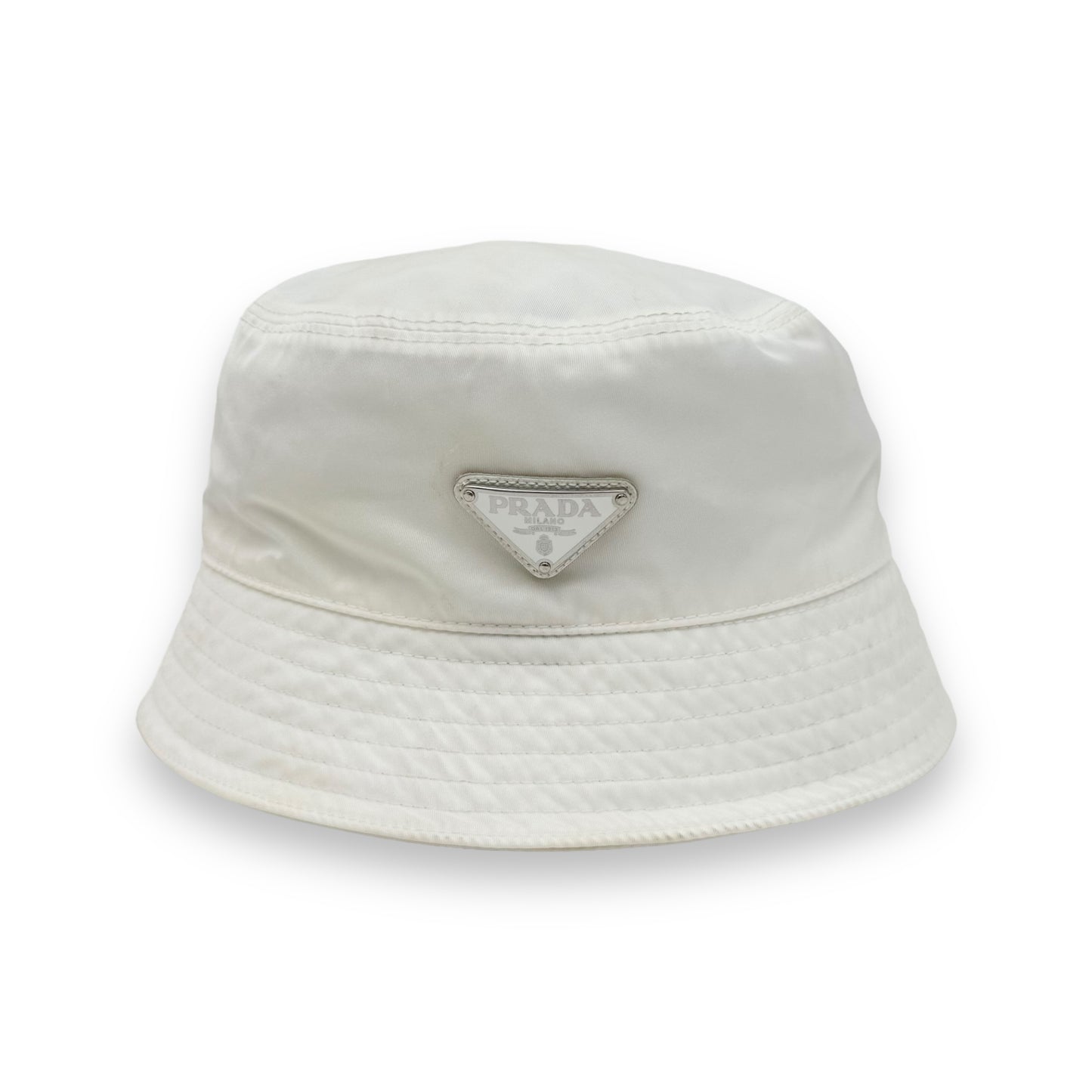 PRADA RE-NYLON BUCKET HAT WHITE M