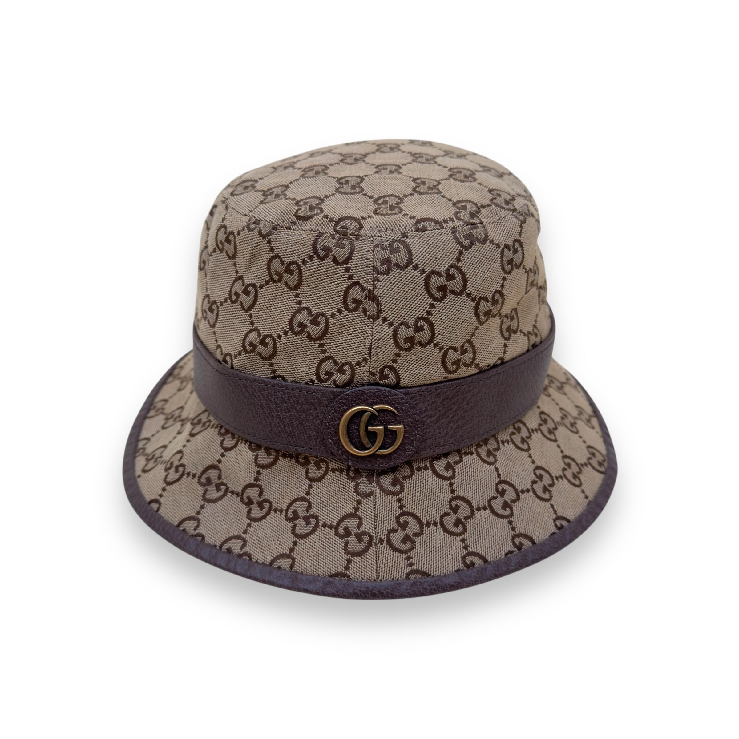 GUCCI GG CANVAS FEDORA HAT BROWN M