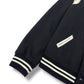 SAINT LAURENT TEDDY LEATHER-TRIMMED WOOL-BLEND BOMBER JACKET BLACK / WHITE 54 / XXL
