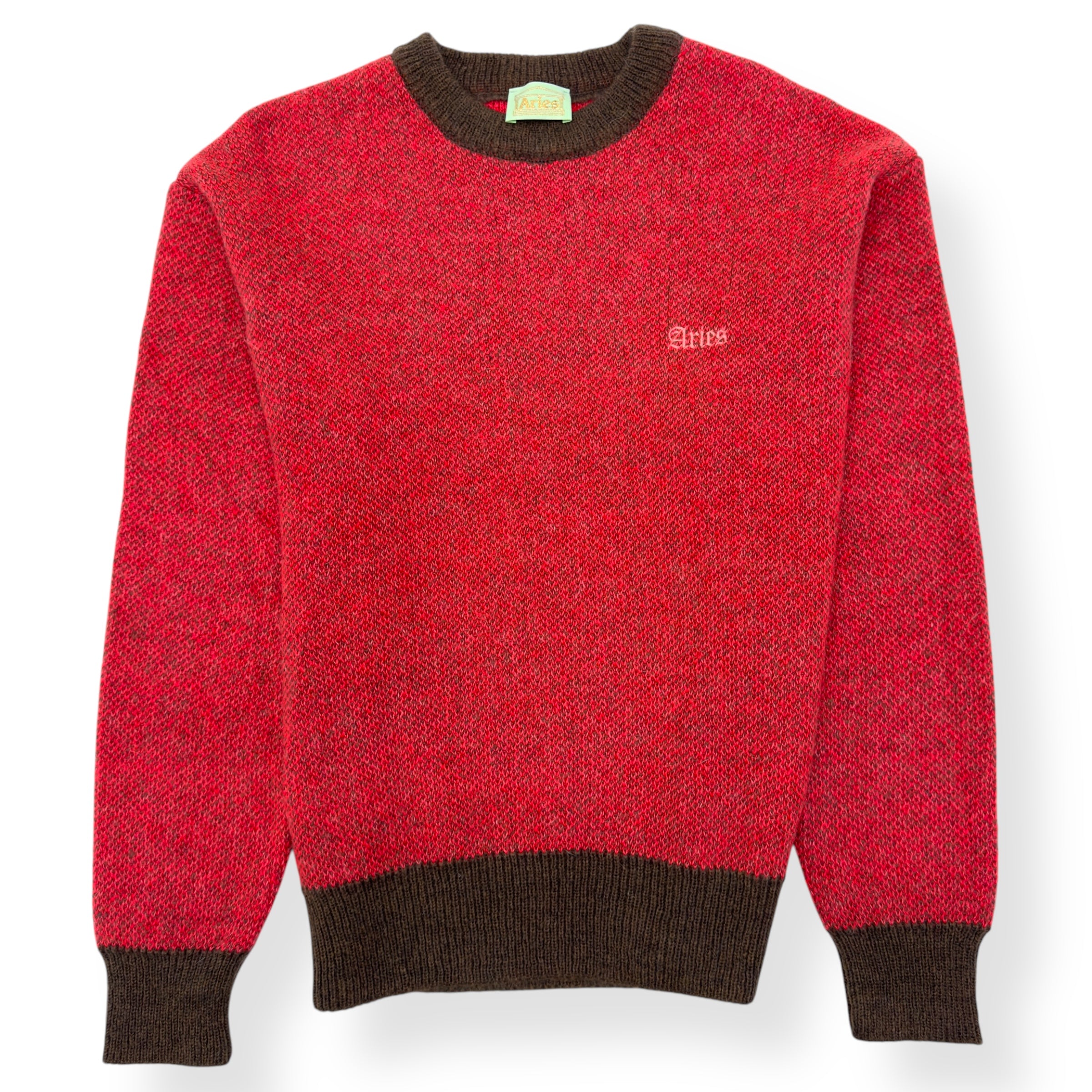 ARIES BRUSHED MOHAIR CREW NECK KNITTED SWEATER PINK / BROWN M