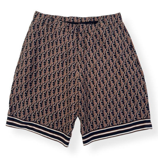 DIOR OBLIQUE BERMUDA MONOGRAM SILK SHORTS BROWN 50 / L