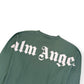 PALM ANGELS SERVICE ANNOUNCEMENT LONG SLEEVE COTTON T-SHIRT GREEN / WHITE XS