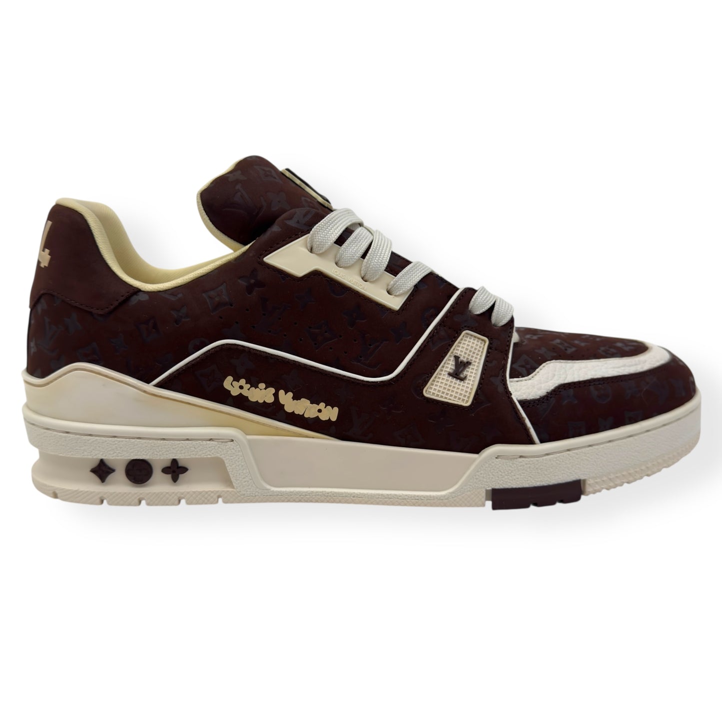 LOUIS VUITTON X TYLER THE CREATOR LV TRAINER MOCHA BROWN / BEIGE UK10