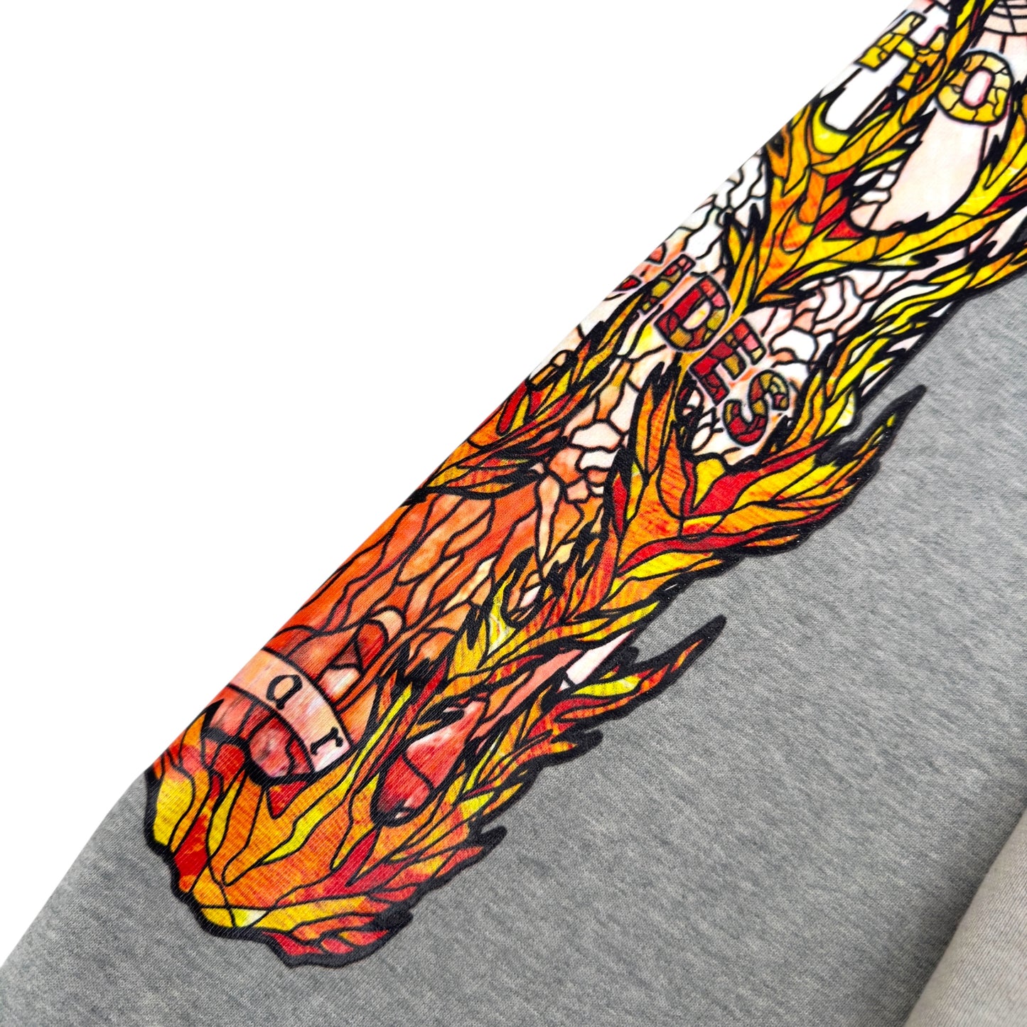 WHO DECIDES WAR FLAMES GLASS HOODIE VINTAGE GREY / ORANGE L