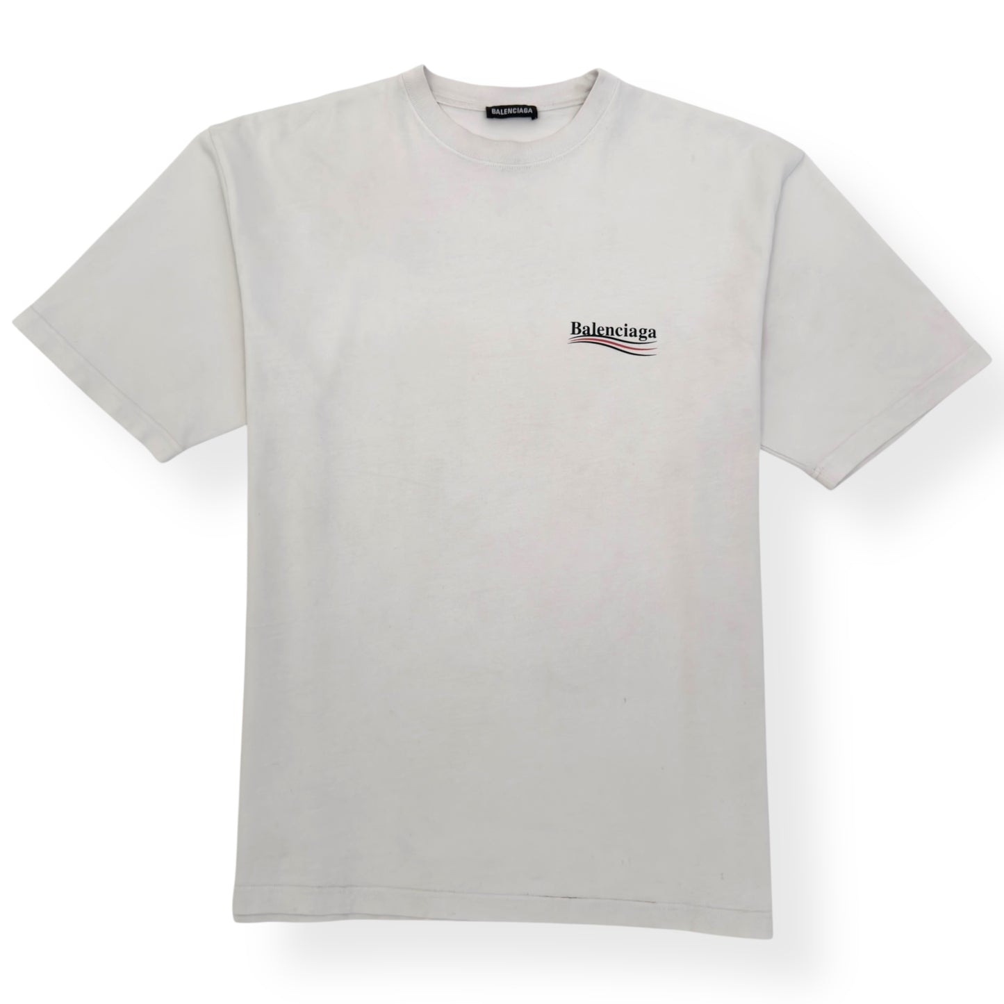 BALENCIAGA POLITICAL LOGO COTTON T-SHIRT WHITE L