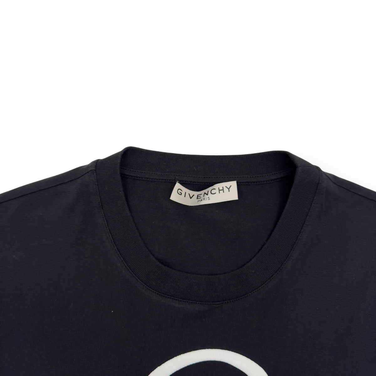 GIVENCHY SLIM FIT REFRACTED LOGO EMBROIDERED T-SHIRT BLACK / WHITE M