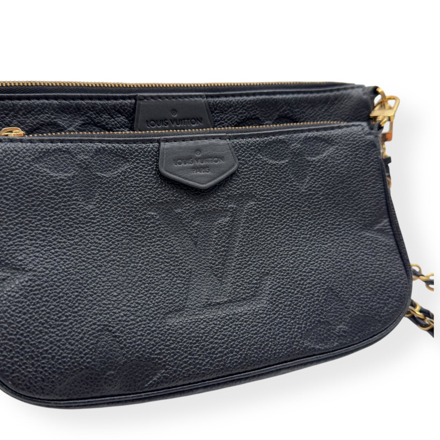 LOUIS VUITTON MULTI POUCHETTE ACCESSORIES MONOGRAM EMPREINTE LEATHER BAG BLACK / CREAM S