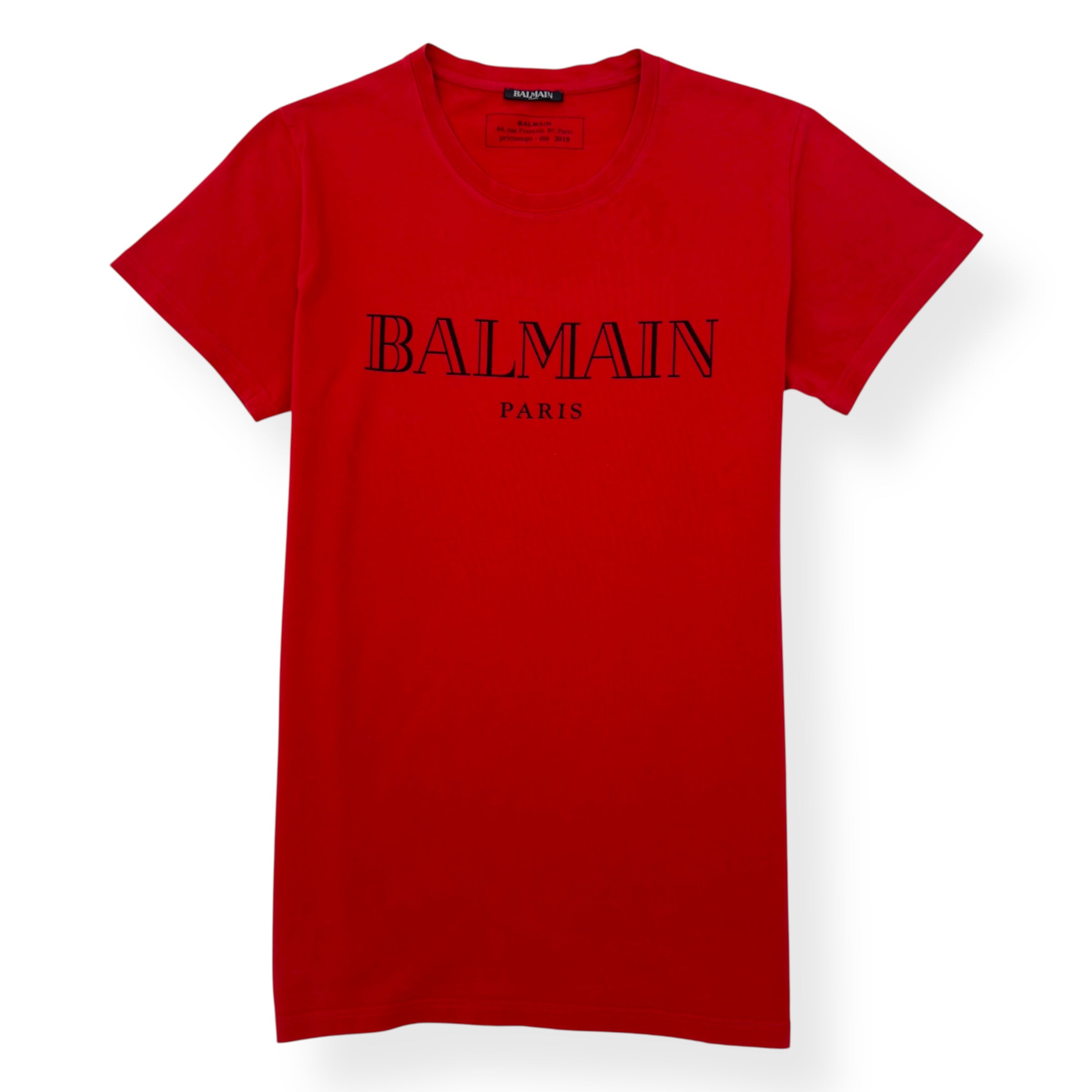 BALMAIN LOGO T-SHIRT RED / BLACK L