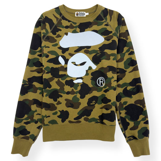 A BATHING APE 1ST CAMO APE HEAD CREWNECK SWEATSHIRT GREEN L