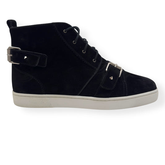 CHRISTIAN LOUBOUTIN NONO STRAP FLAT SUEDE SNEAKER BLACK 43 / UK9
