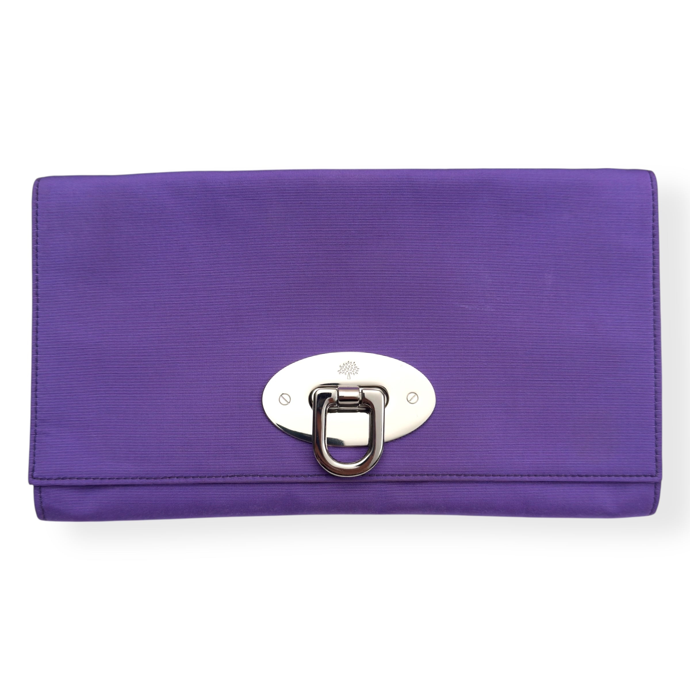 MULBERRY CLOTH CLUTCH WALLET PURPLE / SILVER