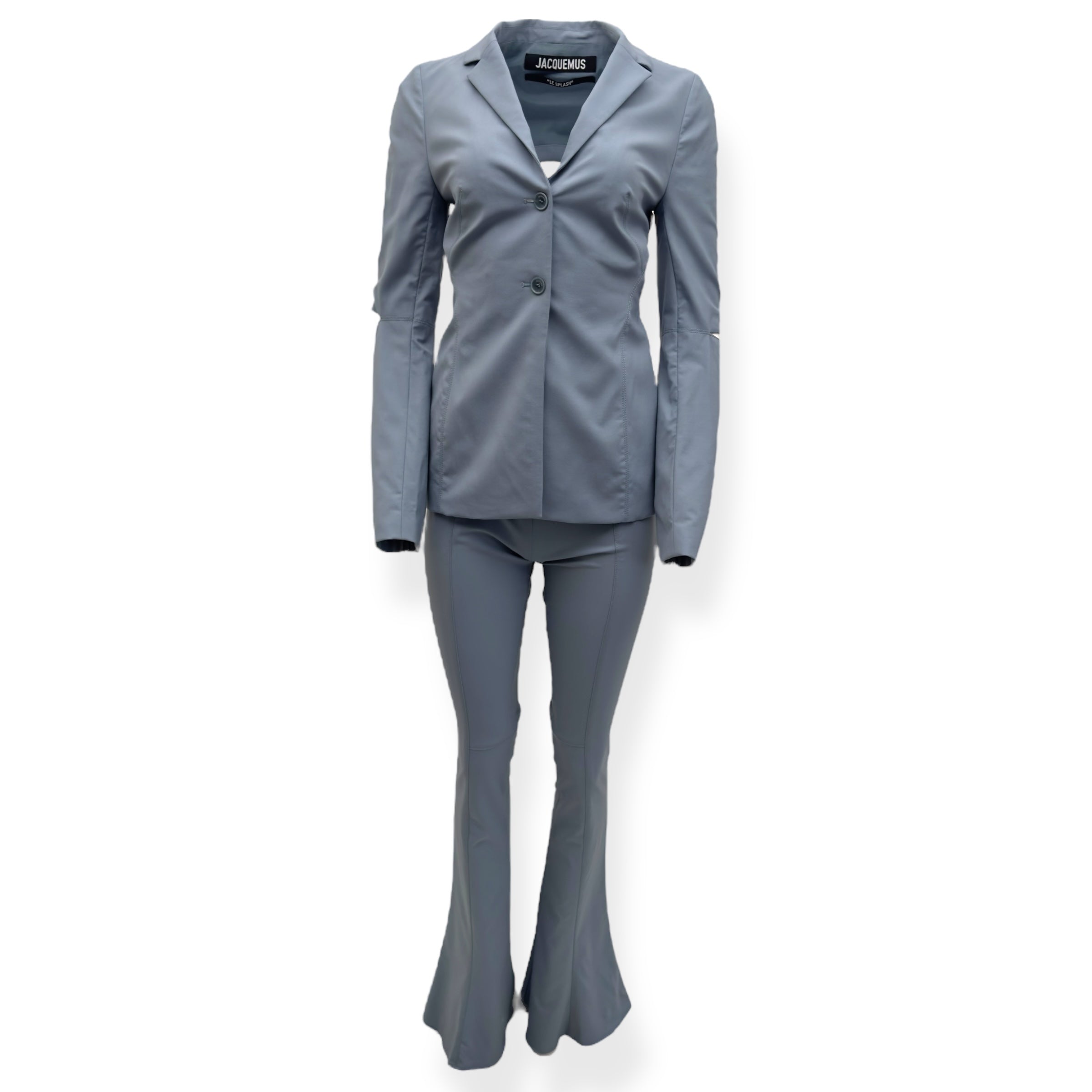 JACQUEMUS LE SPLASH MELO CUT-OUT STRETCH-WOOL SUIT BLUE 36 / XS