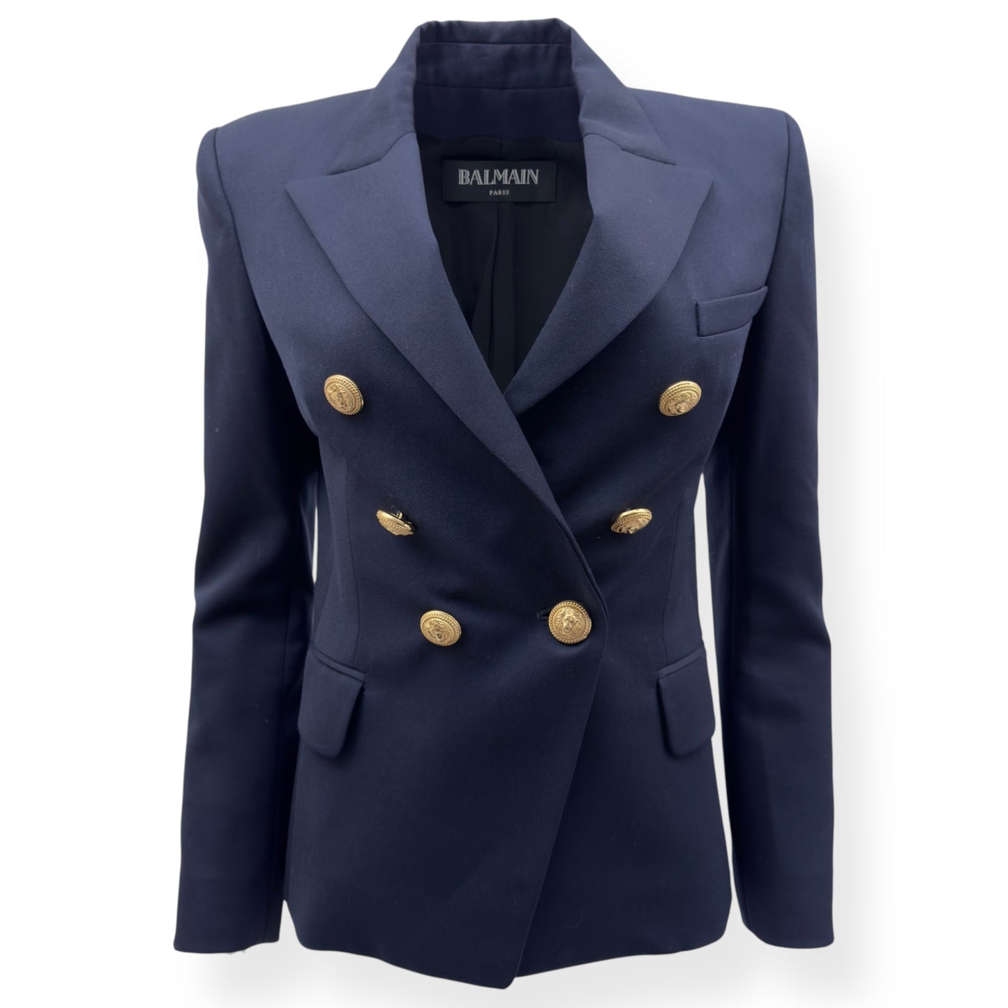 BALMAIN DOUBLE-BREASKTED WOOL BLAZER NAVY 38 / S / UK10