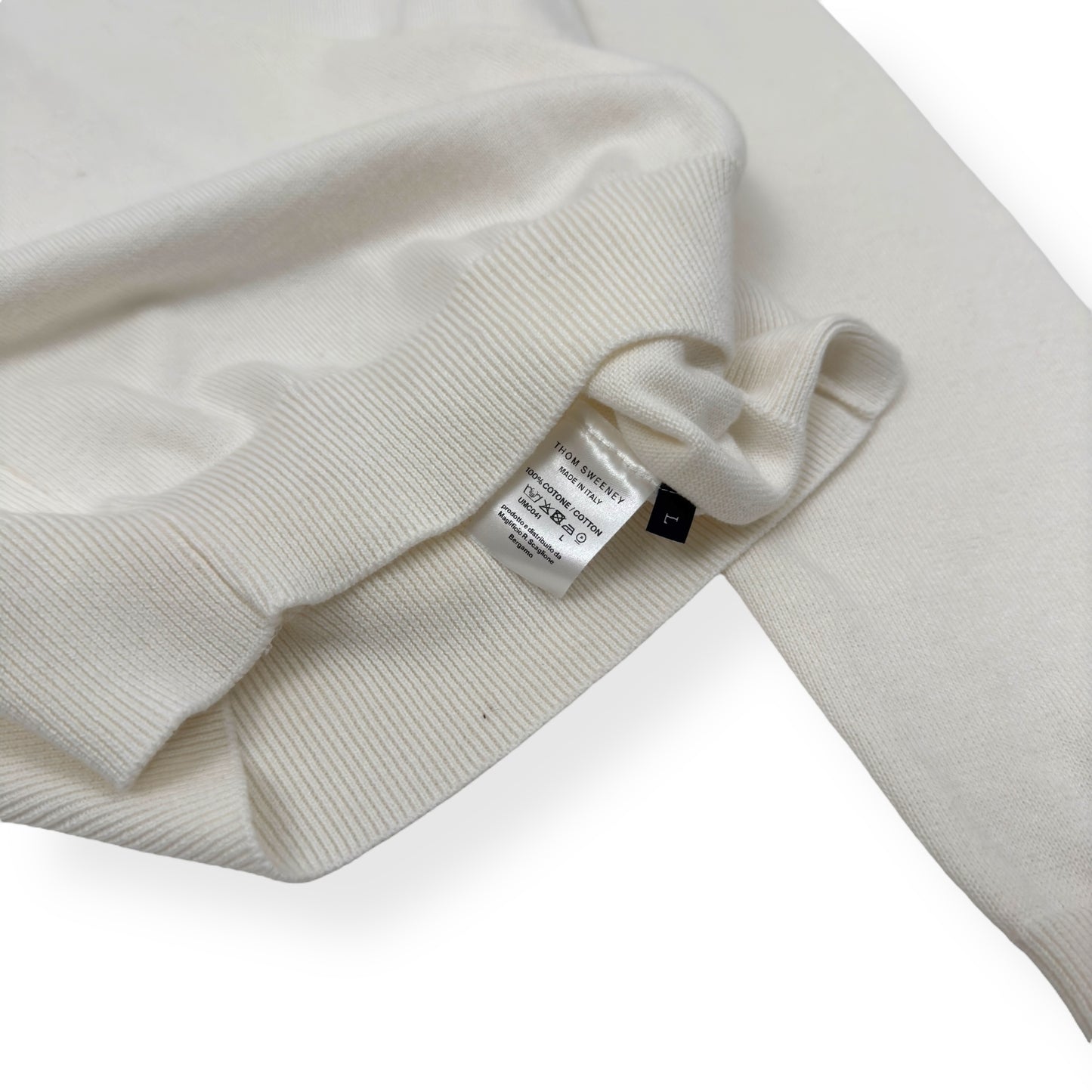 THOM SWEENEY LONG-SLEEVE SS24 SKIPPER POLO SHIRT MILK WHITE L