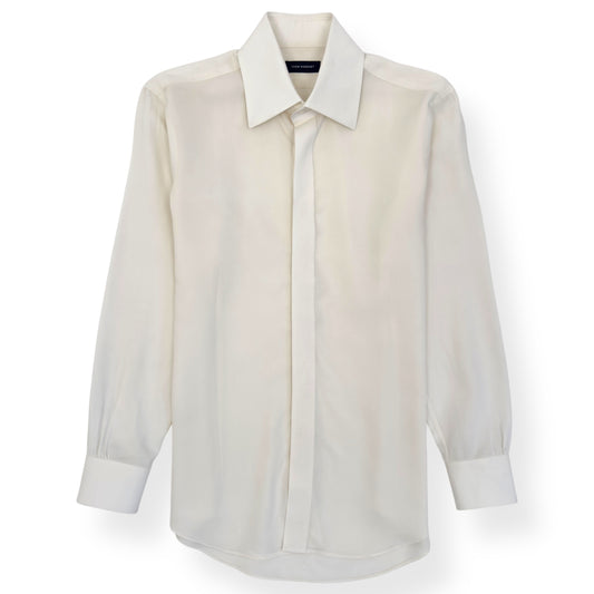 THOM SWEENEY WOOL BUTTON DOWN SHIRT CREAM M
