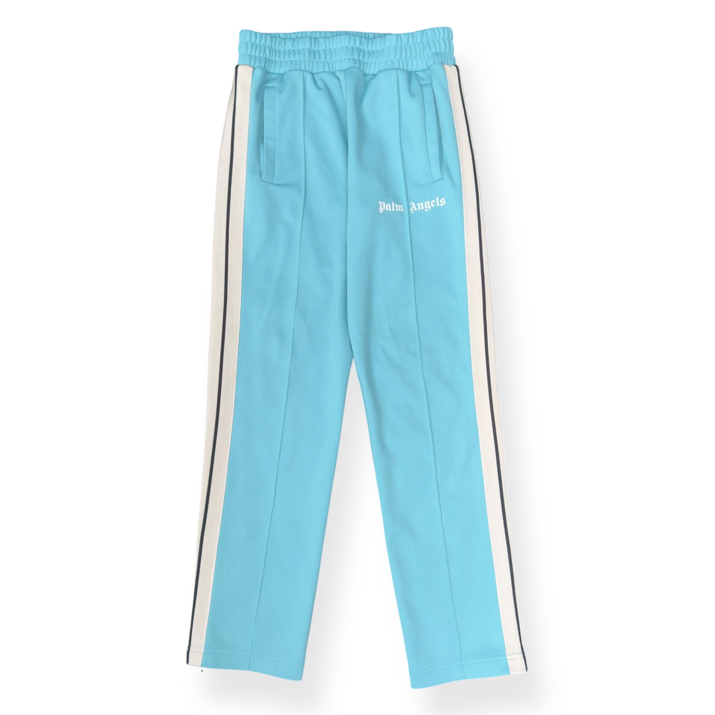 PALM ANGELS STRAIGHT LEG TRACK PANTS BLUE / WHITE M