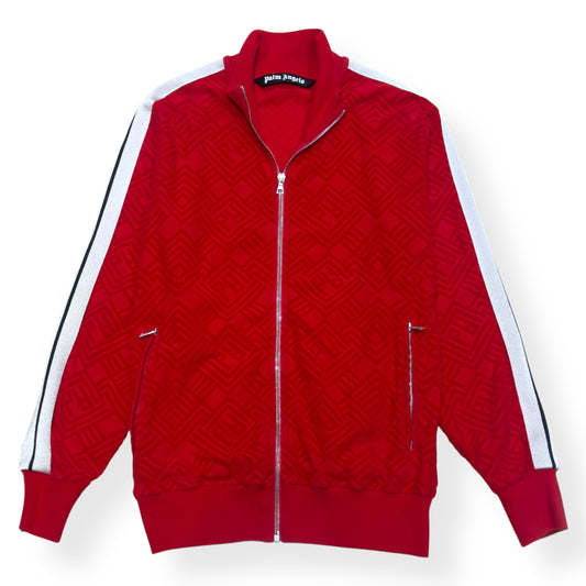 PALM ANGELS TERRY TRACK JACKET RED / WHITE L