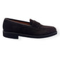 THOM SWEENEY CALF SUEDE PENNY LOAFER ESPRESSO BROWN UK9.5