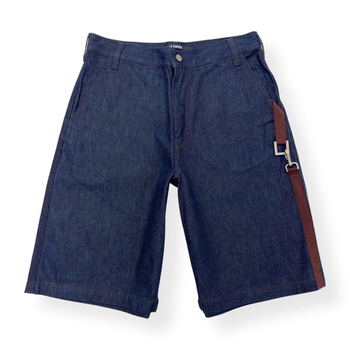 JACQUEMUS LE RAPHIA DENIM SHORTS INDIGO BLUE W31”