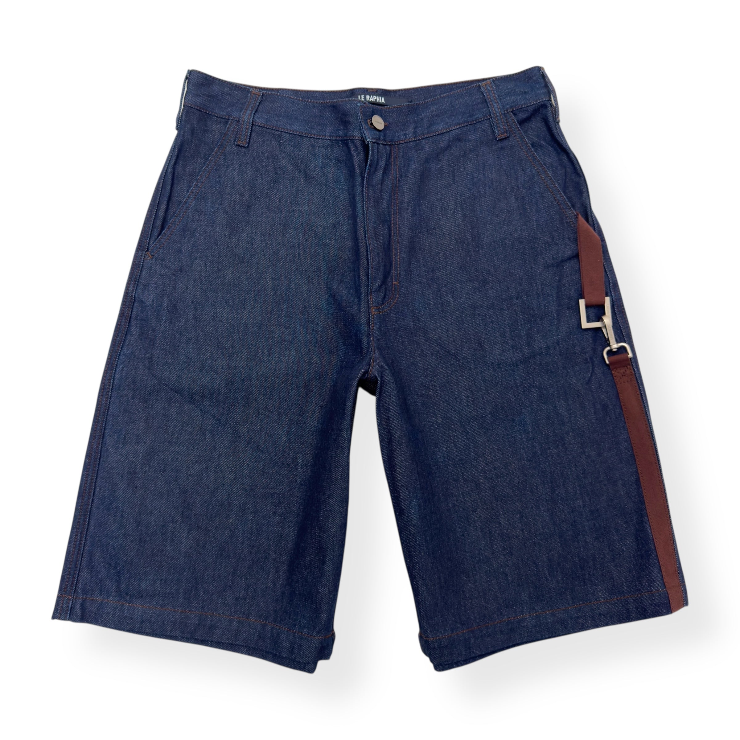 JACQUEMUS LE RAPHIA DENIM SHORTS INDIGO BLUE W31”