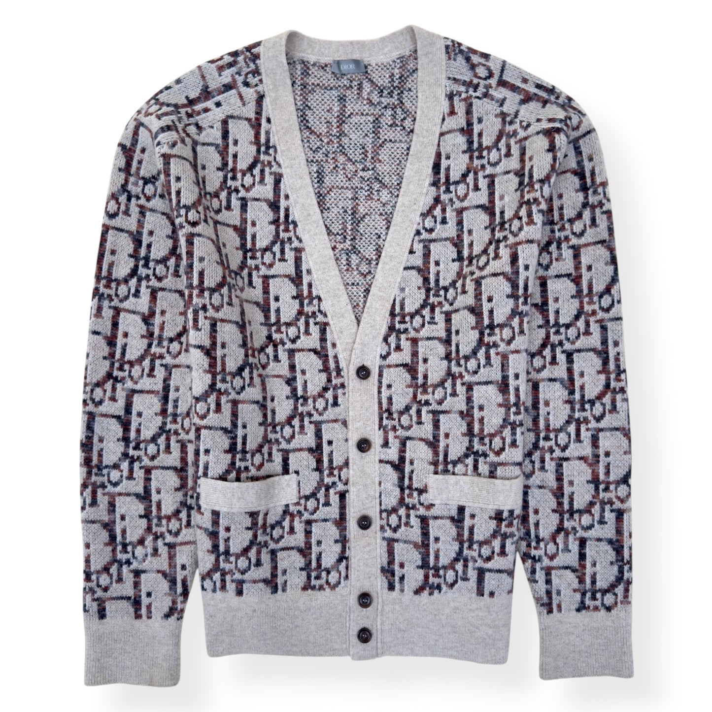 DIOR OBLIQUE VIRGIN WOOL JACQUARD CARDIGAN BEIGE / BROWN XXL