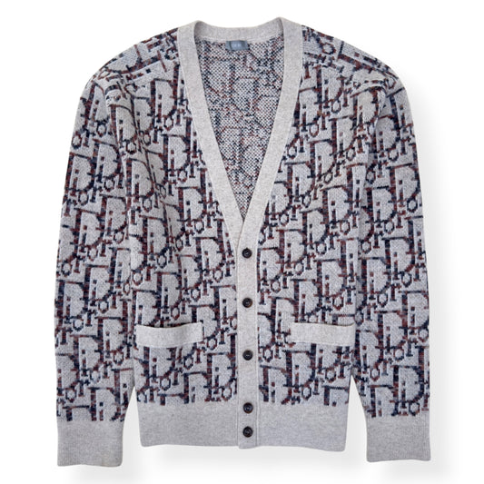 DIOR OBLIQUE VIRGIN WOOL JACQUARD CARDIGAN BEIGE / BROWN XXL