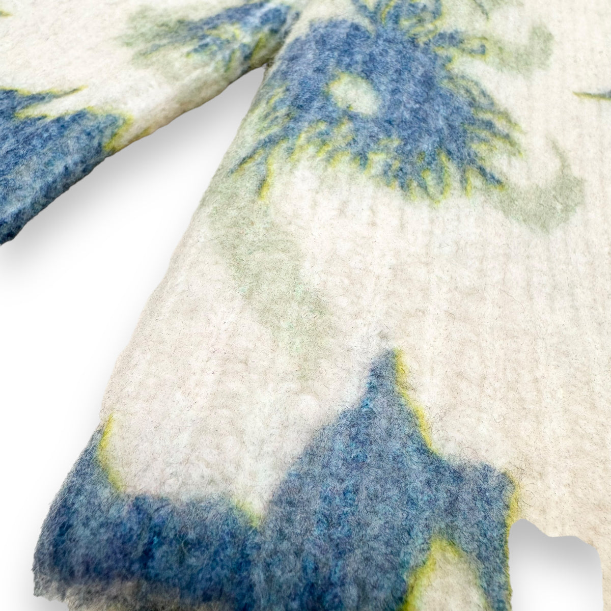 DRIES VAN NOTEN CREWNECK FLORAL CASHMERE-BLEND SWEATSHIRT BLUE XL