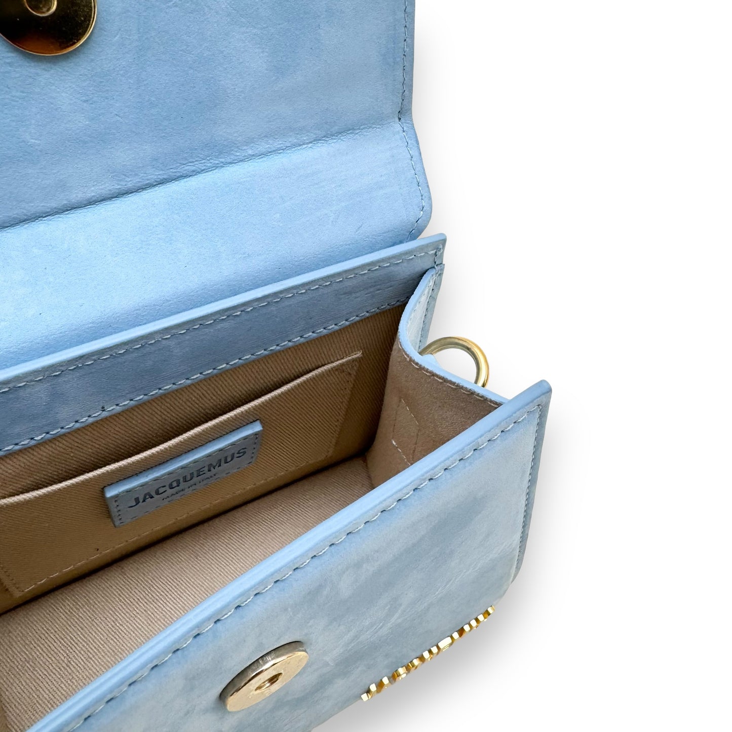 JACQUEMUS LE CHIQUITO MOYEN SUEDE BAG BABY BLUE