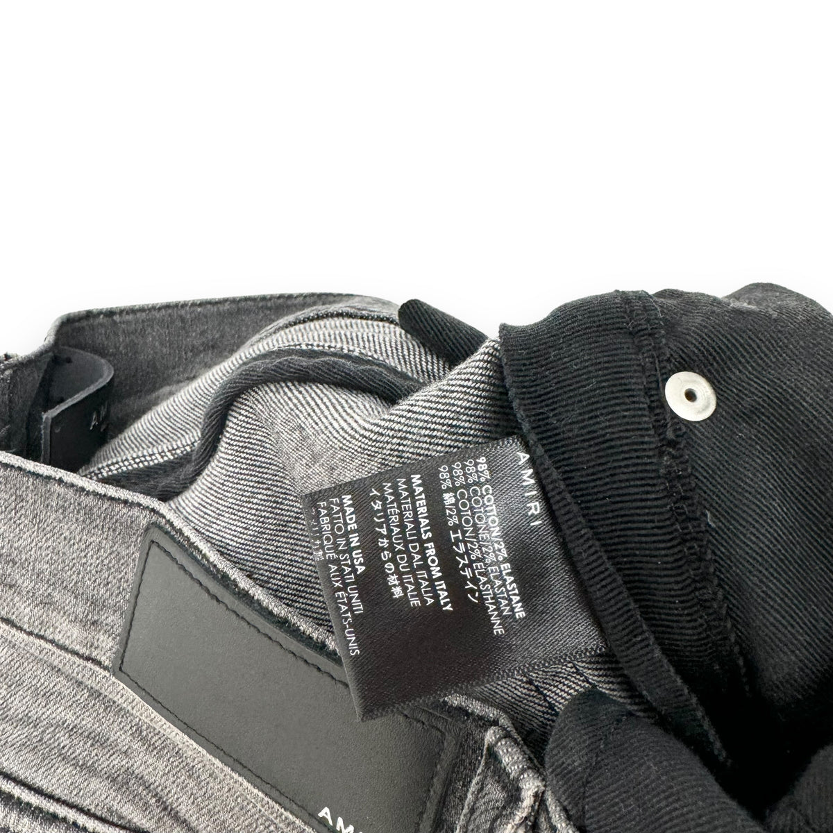 AMIRI SKINNY DISTRESSED STRETCH-DENIM JEANS DARK GREY 34W