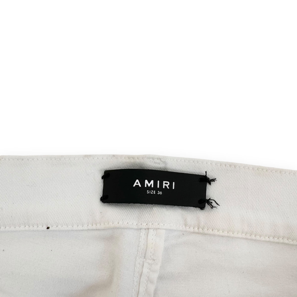 AMIRI DISTRESSED ART PATCH DENIM JEANS WHITE 36W