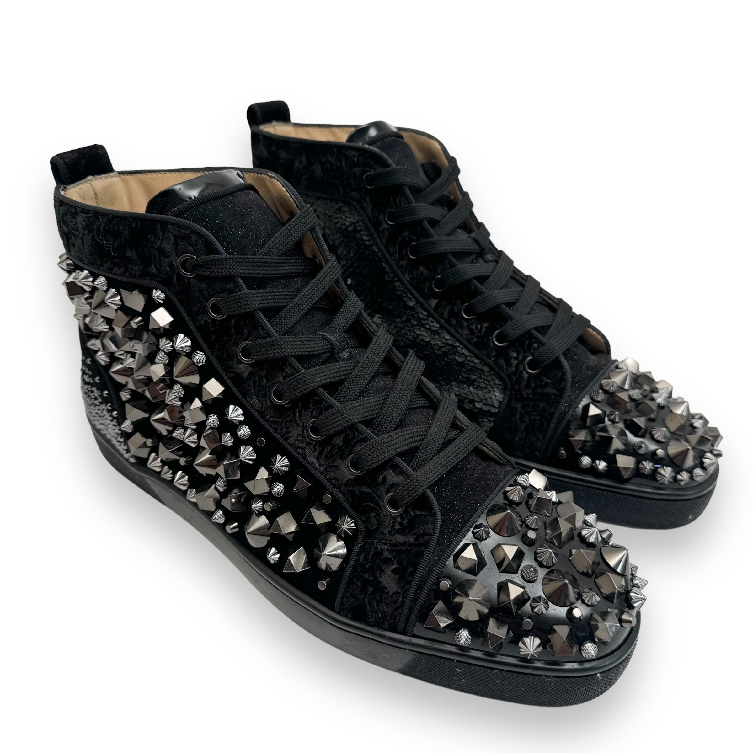 CHRISTIAN LOUBOUTIN SUEDE / LEATHER / VELVET CRYSTAL SNEAKER UK11