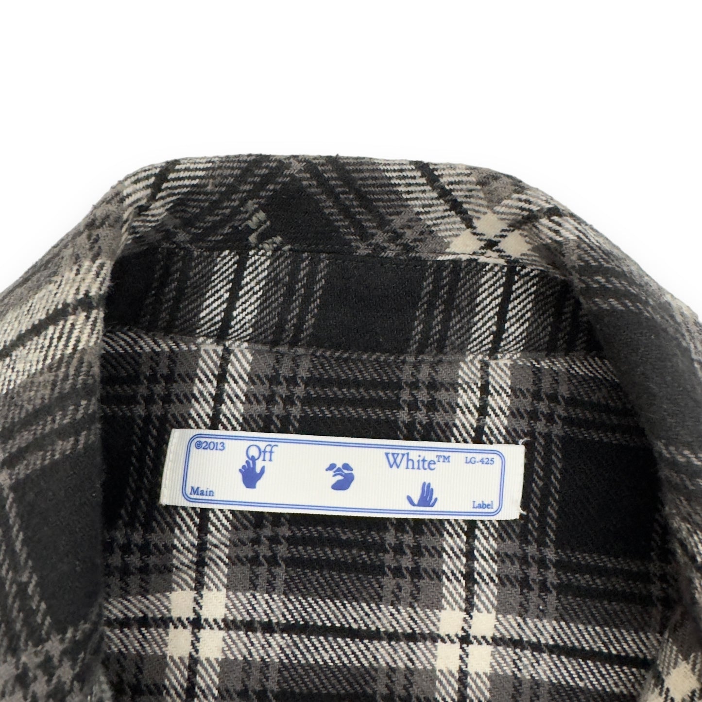 OFF-WHITE LOGO EMBROIDERED CHECKED COTTON-FLANNEL SHIRT S