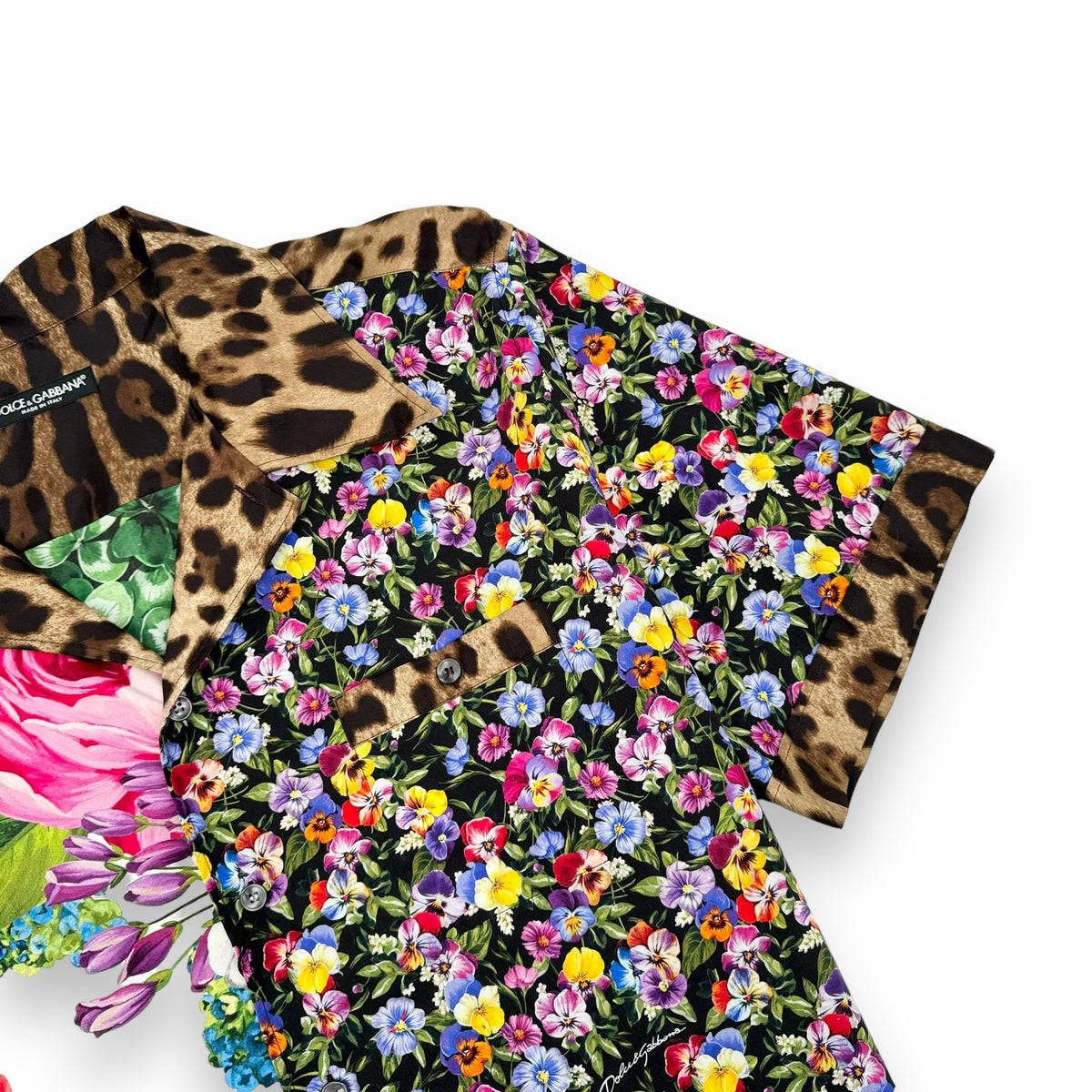 DOLCE&GABBANA EDEN SHORT SLEEVE FLORAL PRINT SHIRT L